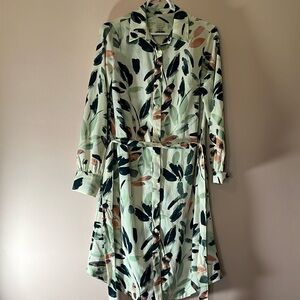 A new day shirt, dress tie waist front button, long sleeve dress